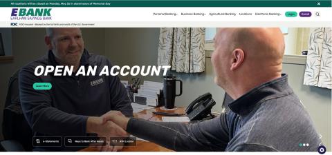 Home page of new <span class='ebank'><span>E</span>BANK</span> website